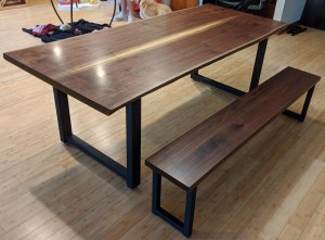 walnut live edge dining table and bench richfield mn  